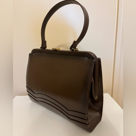 Vintage Chocolate Brown 50s/60s Leather Shoulder Bag Purse - Amazing Condition - Picture 3 of 8